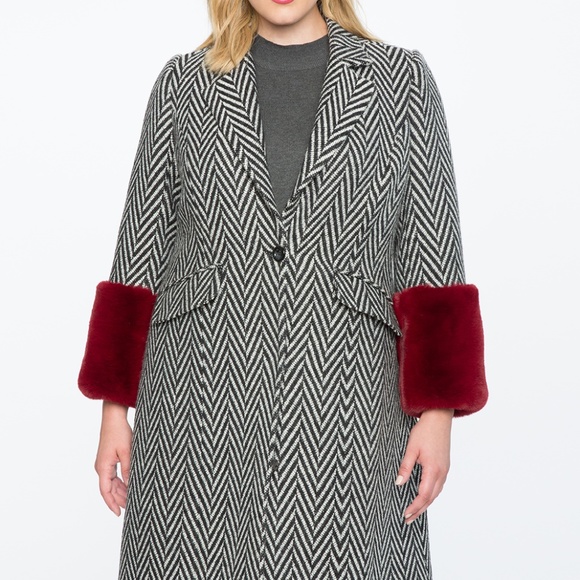 Eloquii Jackets & Blazers - NWOT 14/16 Eloquii Car Coat with Faux Fur Cuffs